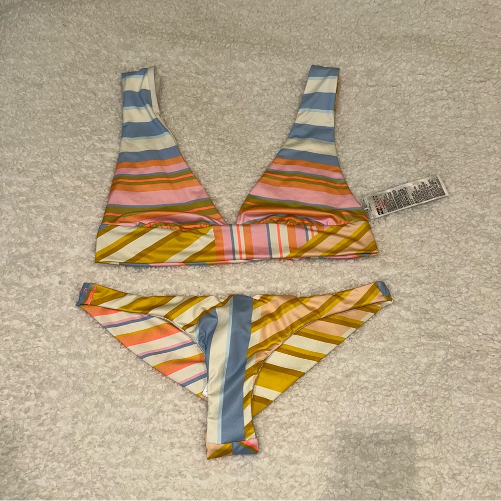 Billabong Striped Multicolor Bikini Set